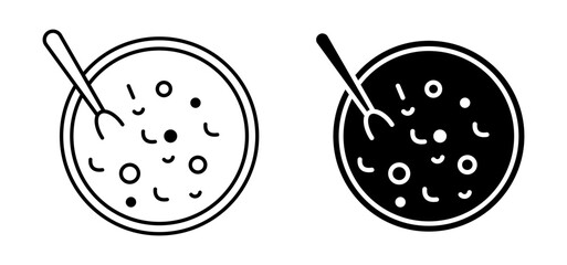 Red bean soup line icon set. Goulash soup symbol for UI designs. In black color.