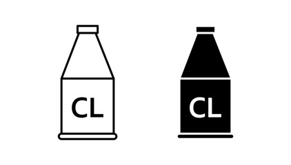 Liquid Chlorine chemical line icon set. Pool water cleaning chlorine symbol for UI designs. In black color.