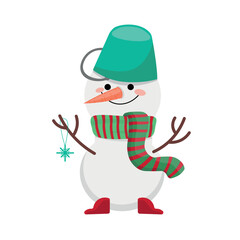Cute snowman on white background