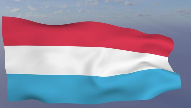 Loop der Lexembourg Fahne wehend im Wind als Nahaufnahme 4K