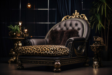 modern luxury sofa with leopard print  