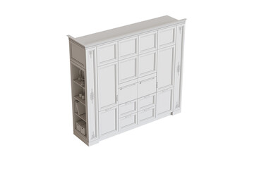 modern kitchen isolated on transparent background, home furniture, 3D illustration, cg render