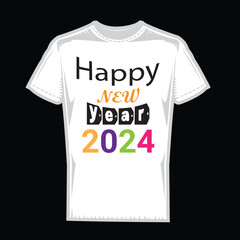 Happy New Year 2024 t-shirt design.