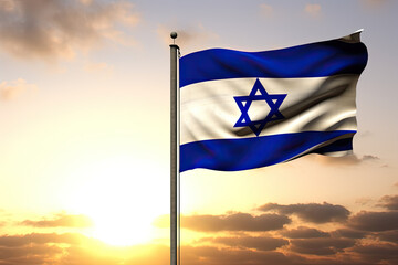 Israel country flag on sunshine background