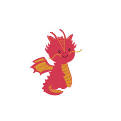 Cute red dragon on white background