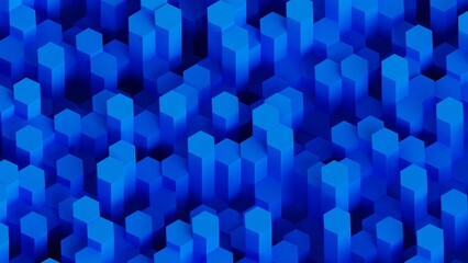 Abstract background of blue hexagons. 3d rendering.