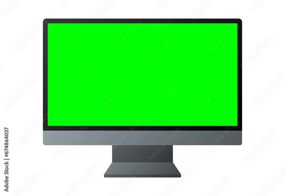 Wall mural computer display with green screen isolated on white background screen computer monitor mockup vecto
