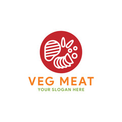 vegetable and meat restaurant logo design vector