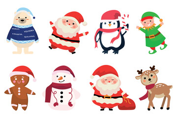 Obraz na płótnie Canvas Set of Christmas characters on white background