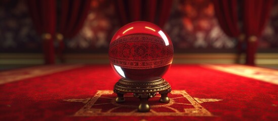 Crystal ball. Transparent magic sphere on a gold brown surface. close up - obrazy, fototapety, plakaty