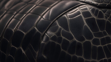 Elegant black leather bag texture background. Generative AI - obrazy, fototapety, plakaty