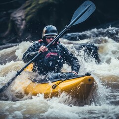 Adventurous Water Sports: Thrilling Whitewater Kayaking Experience with Speed and Motion!