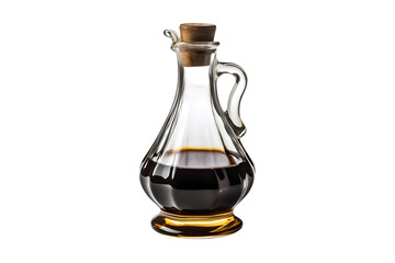 Balsamic vinegar glass bottle isolated on white and transparent background