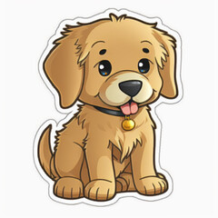 golden retriever dog cut out sticker Generative AI