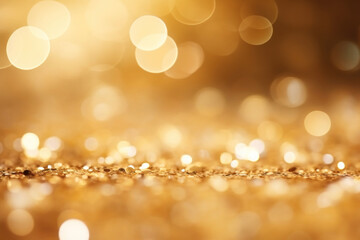 Golden christmas glittering sequins and sparkles with bokeh for a holiday abstract background....
