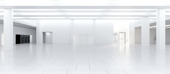 Empty room in hall as loft for office or warehouse (3D Rendering)