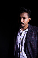 Fototapeta premium portrait of a man with moustache's wearing coat 