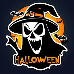 Halloween sticker icon with a cartoon character t-shirt design available remove background