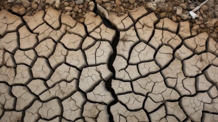 Contrasting textures of a dry cracked riverbed