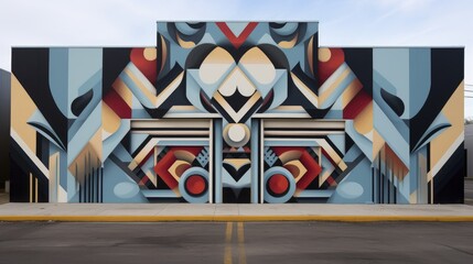 Geometric patterns in a striking urban mural