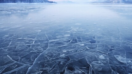Patterns in ice frozen lake surface