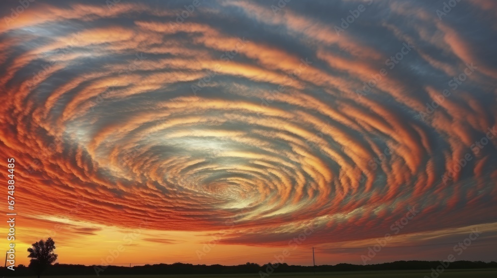 Poster swirling patterns in a dynamic cloud formation