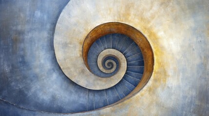 Spiral staircase in architectural abstract composition