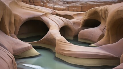 Swirling patterns in a colorful sandstone canyon