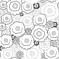 Seamless two-flower pattern print background in white and black.