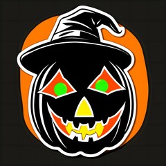 Halloween sticker icon with a cartoon character t-shirt design available remove background