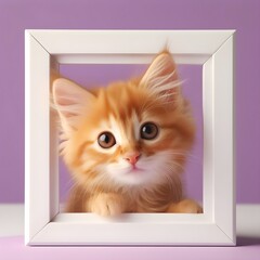 cat  kitten in a frame