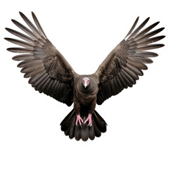 Flying vulture on transparent background, wild animal portrait