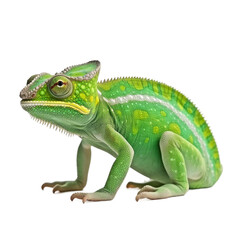 Fototapeta premium Chameleon on transparent background, wild animal portrait