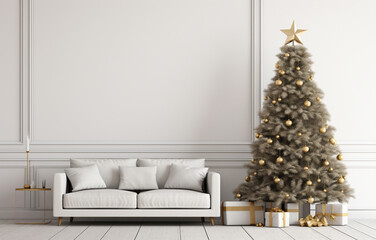 Christmas Living Room Background. Stylish Interior Design