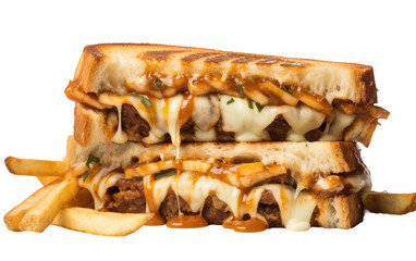 Poutine Grilled Cheese Combo on isolated background