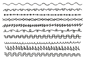 Single line set in different styles. Waves, spine, squared, arabesques etc. - obrazy, fototapety, plakaty