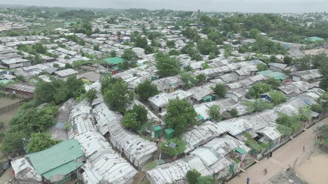Aerial view of rohingya refugee camp