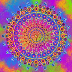 Beautiful colorful wallpaper background print with mandala bright art decor
design