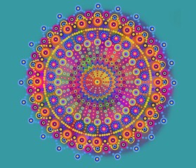 Beautiful colorful wallpaper background print with mandala bright art decor
design