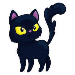 Cute black cat cartoon character Vector