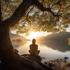 Tranquil Morning Reflection at Calm Lake