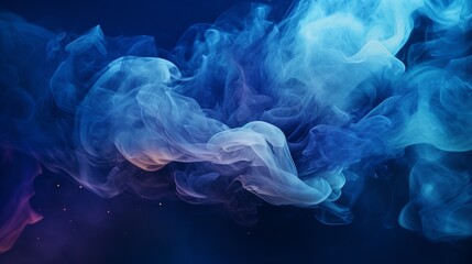 Dark blue abstract background, luxury multicolored smoke, acrylic paint underwater explosion, cosmic swirling ink - obrazy, fototapety, plakaty