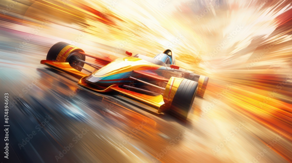 Poster fast supersports car in a tunnel of light created with generative ai