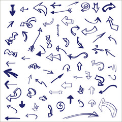 Sketchy arrow set. Hand drawn collection. Vector graphic design illustration	