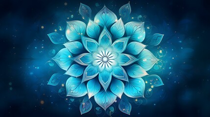 Fototapeta na wymiar Close up of Mandala Pattern on a Light Blue Background. Vintage Wallpaper
