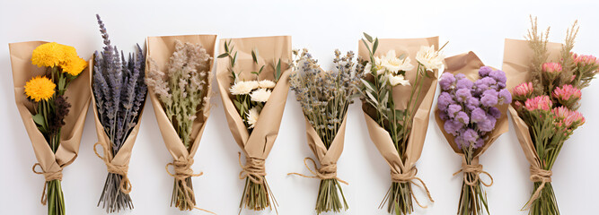 Top View Floral Arrangement: Beautiful Bouquet on a White Background
