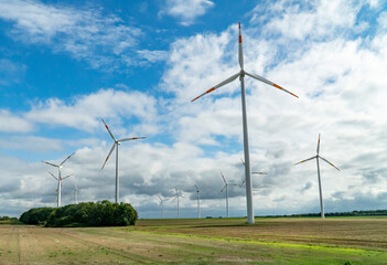 Wind Turbines in Cloudy Day in Germany