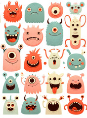 Fototapeta premium set of cartoon monsters