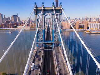 Obraz premium Aerial photo bridges of New York with city views and East River
