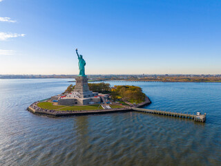 Aerial photo tour to the Statue of Liberty New York. This is a top destination when visiting the USA © Felix Mizioznikov